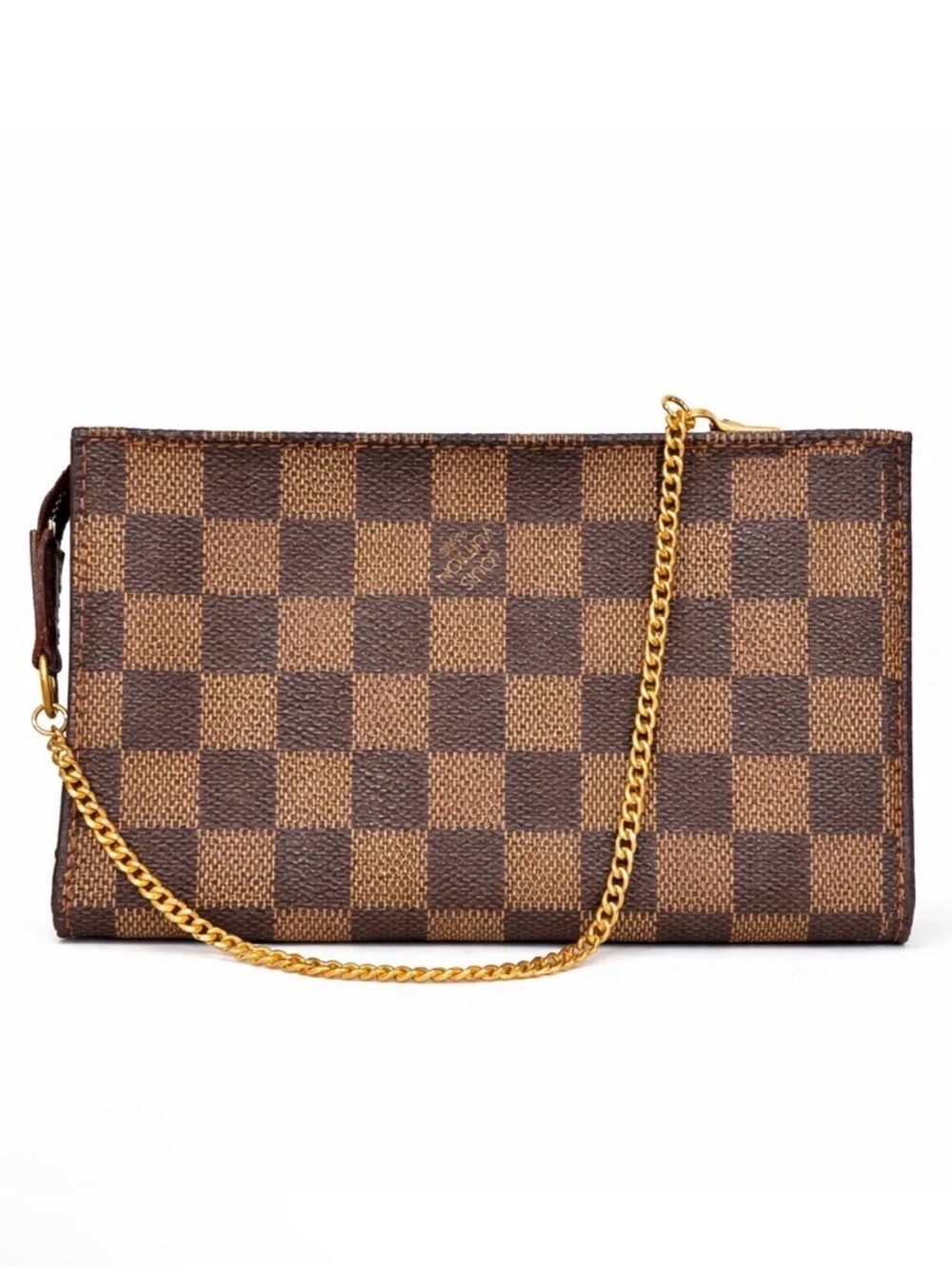 Louis Vuitton Brown Damier Canvas bucket Pouch w/Chain Wristlet